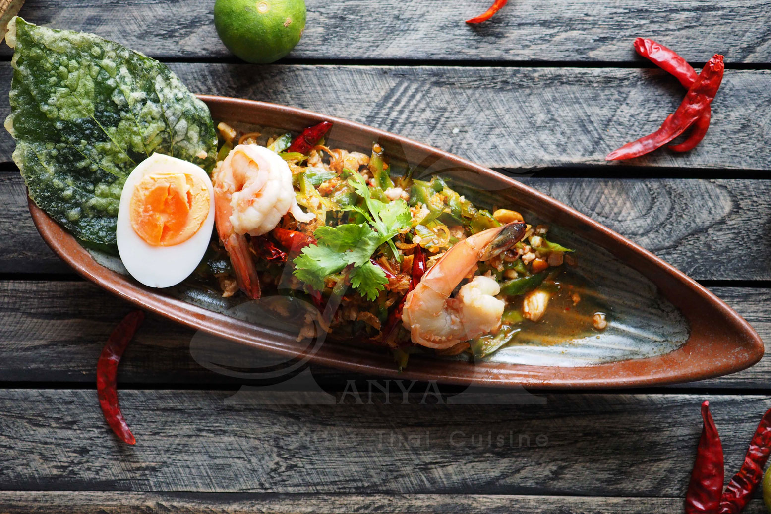 Spicy Salad With Thai Winged Bean And Prawns